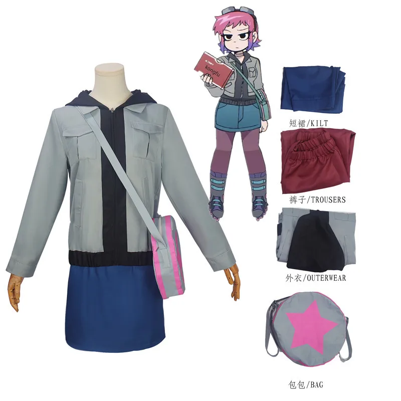 

Sc-ott Pilg-rim Takes Off Cosplay Fantasia Costume for Adult Men Coat Pants Disguise Roleplay Outfit Halloween Carnival Suit