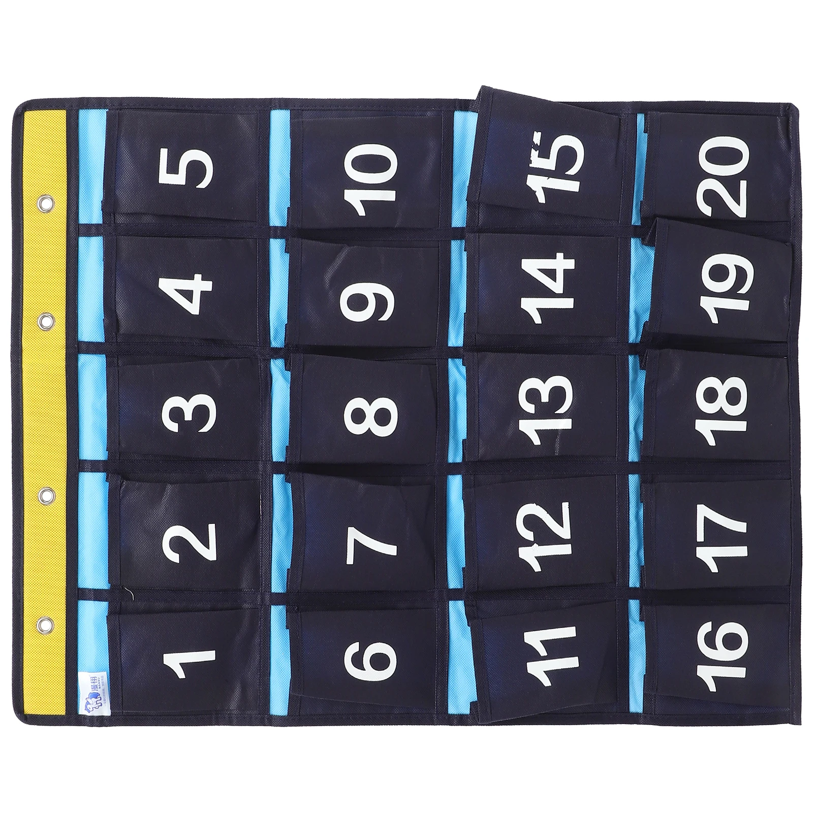 Numbered Phone Pouch Hanging Organizer Non-Woven Fabric 20 Pocket Holder Metal Rings for Classroom Dorm Cell Phone Wall Storage