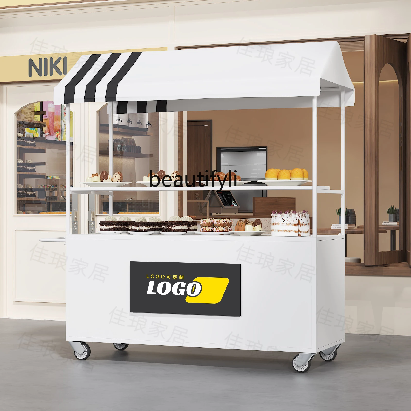 

Stall wrought iron flower car stall trolley night market, truck outdoor mobile snack truck stall