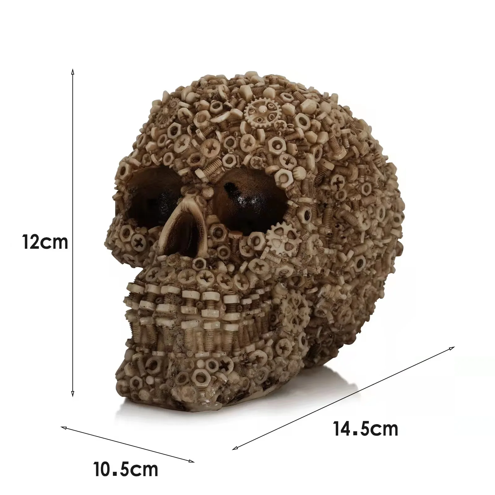 Resin Screw Gear Mechanical Style Skull Decorative Crafts Ornament Home Decor Statue Halloween Decoration Sculpture Skull Statue