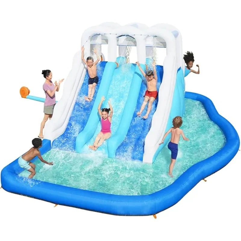 

Tidal Trifecta Kids Inflatable Water Park | Inflatable Triple Slide and Splash Pool | Great for Kids Ages 5 and Up