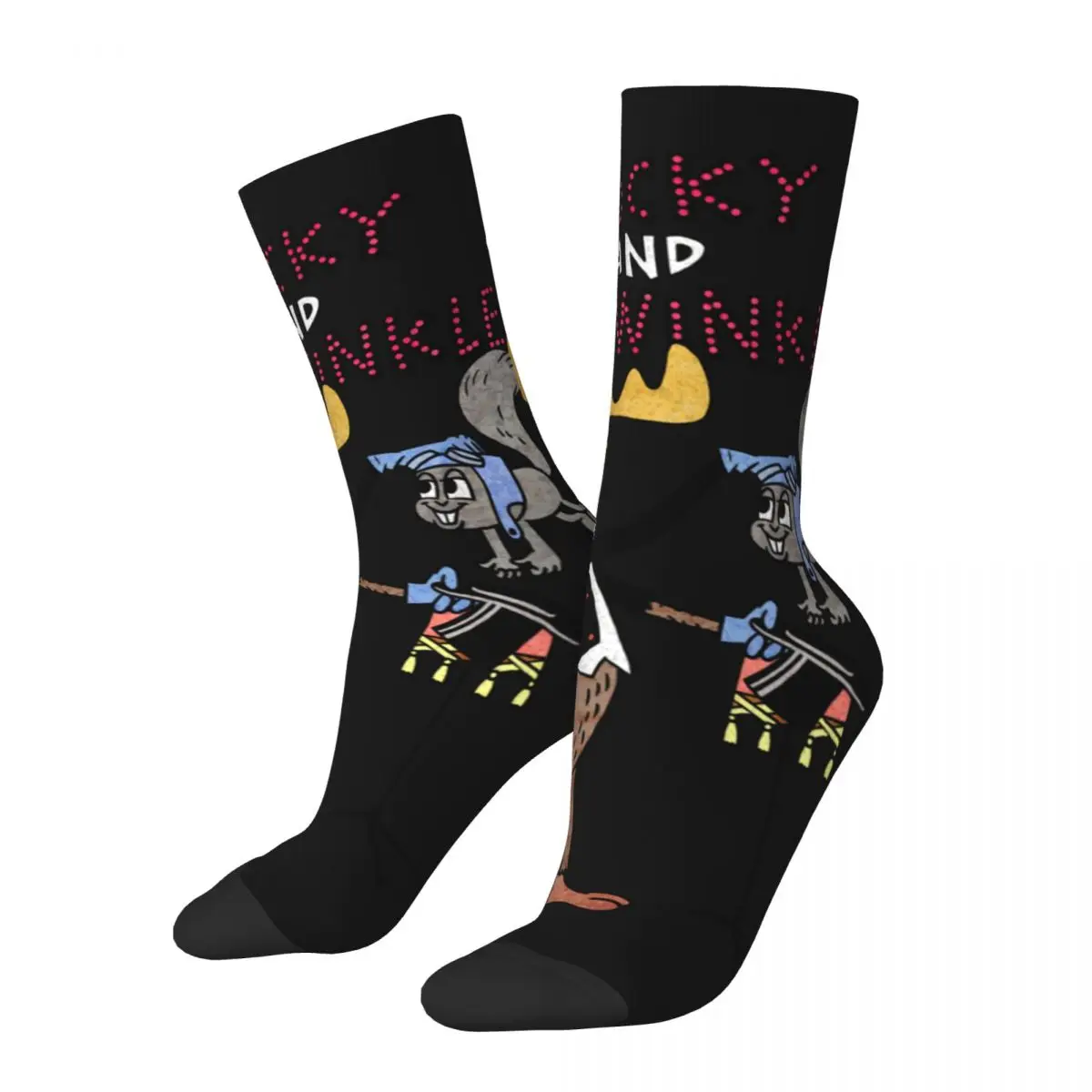 

Vintage Jay Ward Cartoons Bullwinkle Rocky Crazy Men's compression Socks Unisex R-Rocky And Bullwinkle With Friends Harajuku
