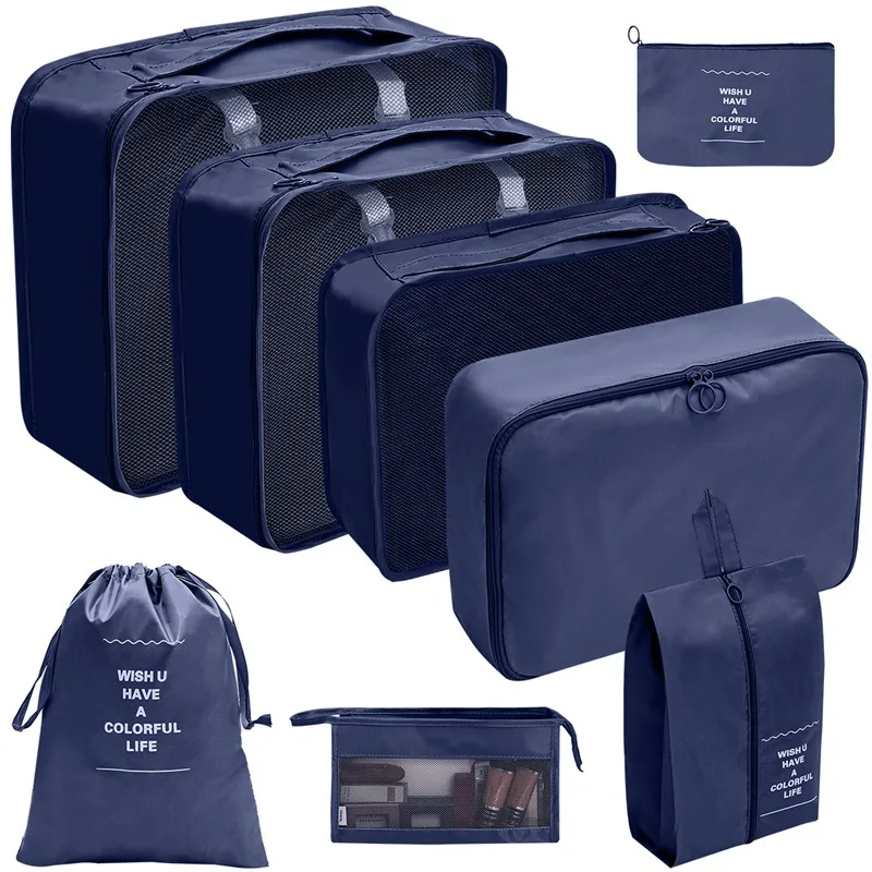 7/8/9/10 Stuks Set Reisorganisator Opbergzakken Koffer Verpakking Cubes Set Koffers Draagbare Bagage Kleding Schoen netjes Pouch Opvouwbaar