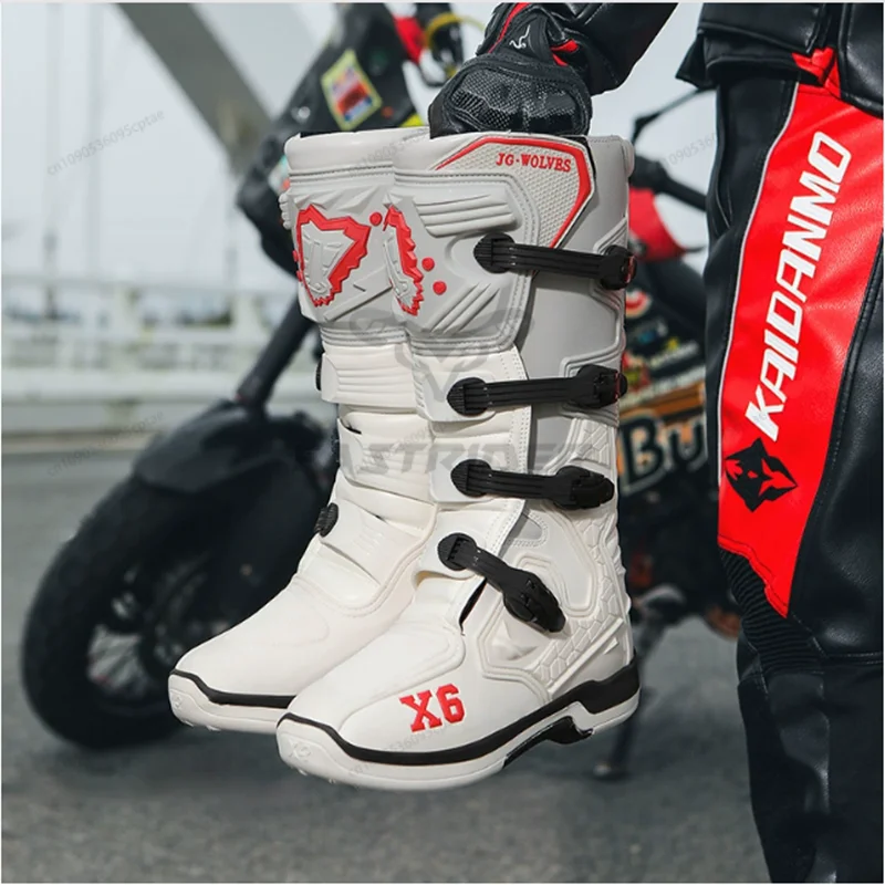 JG Men's Women Racing Boots Wear-resistant Anti Fall Motocross Boots Motorcycle Boots Safe Riding Equipment Rally Shoes