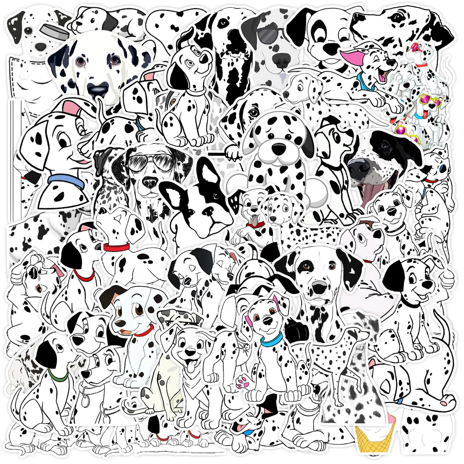 50pcs Cute Cartoon Dalmatians Suitcase Cup Graffiti Decoration Notebook Waterproof Sticker