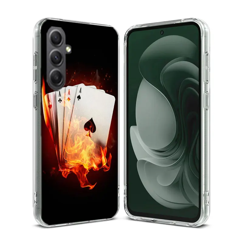 Ace Burning Poker Case For Phone Samsung Galaxy A12 A22 A32 A52 A52S A13 A23 A33 A53 A14 A24 A34 A54 5G A73 A42 A9 A8 A7 A6 Plus