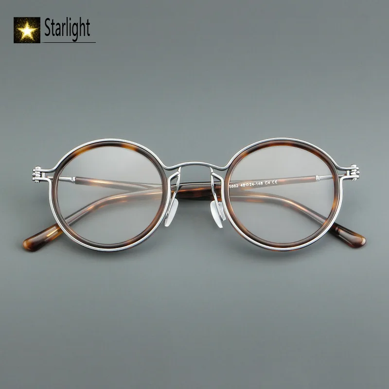 

Черепаха в стиле пэчворк, ретро, круглые модные очки, оправа для очков, мужские очки для чтения при близорукости, женская оправа по рецепту 142 мм