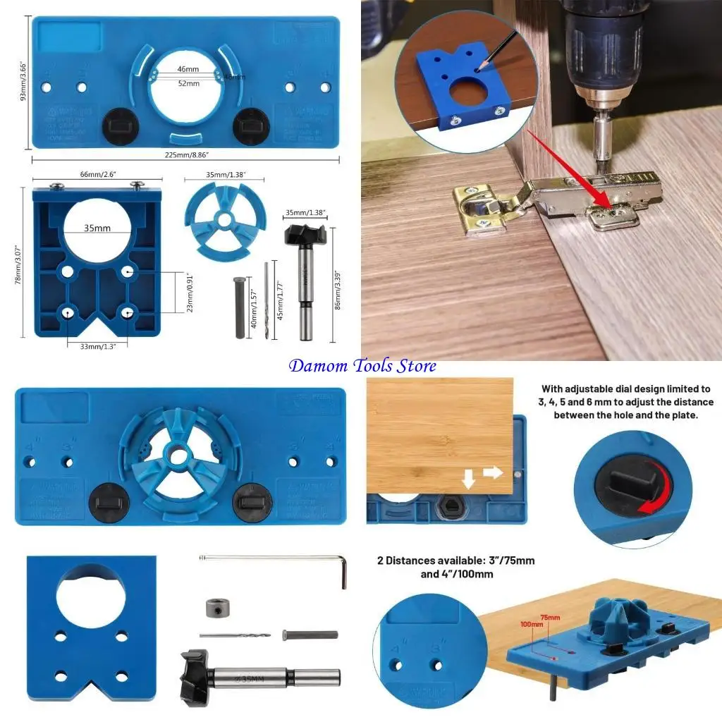 57BE Achieve Perfect Alignment using 35mm Hinge Boring Jig and Small Blue Lock Hole Locator