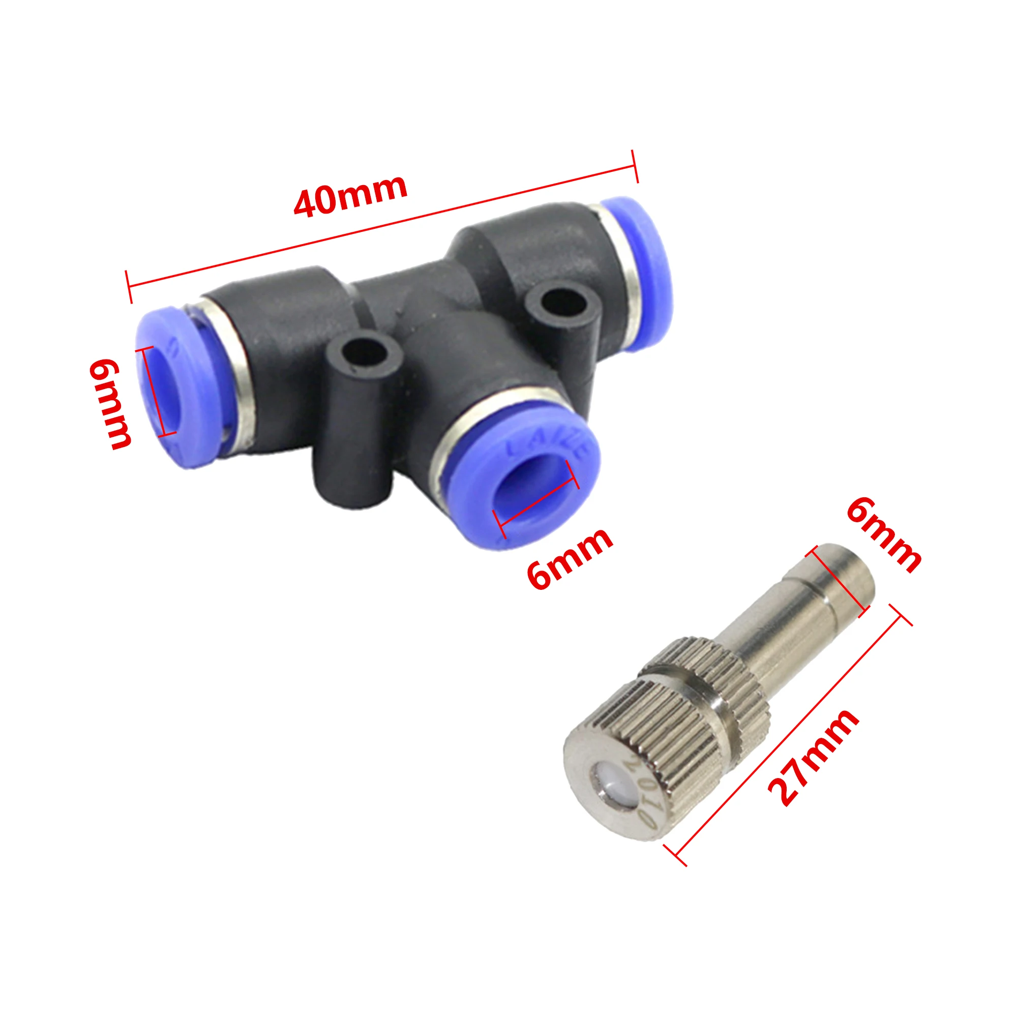 50pcs Low Pressure Atomizing Cooling System Atomizing Nozzle 6mm Slide Lock Push Type Nozzle Garden Humidifying Nozzle