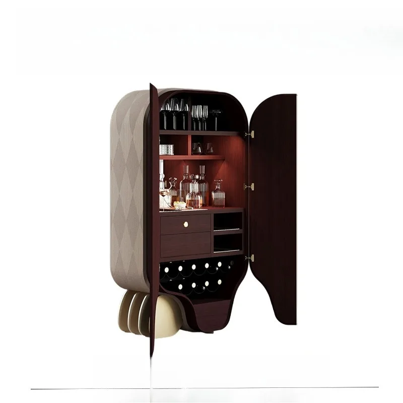 Art Locker Light Luxury High-end Display Cabinet Living Room Against the Wall Modern Creative Villa Solid Wood Wine Cabinet