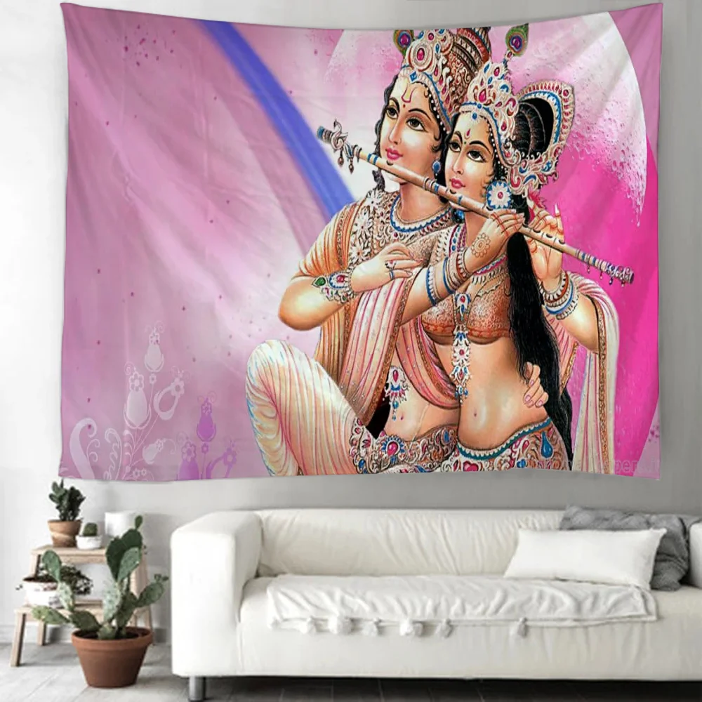 Room Decorating Items New Nice Radha Krishna Anime Decoration Home Decor Photo Wallpaper on the Wall Tapestry Bedroom Tapestries