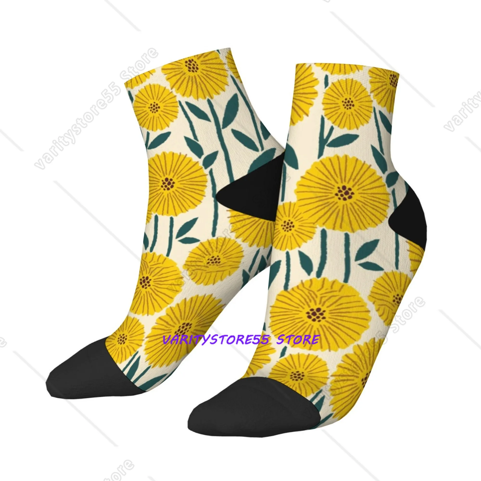 

Floral pattern casual short socks Harajuku punk goth girl print socks happy fun women men socks comfortable portable