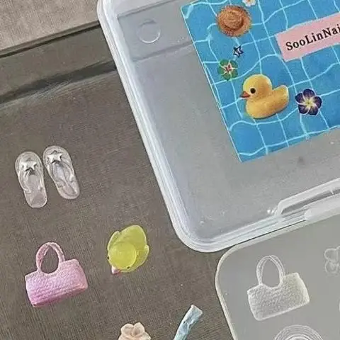 Moule 3D en Silicone pour décoration d'ongles, pantoufles à fleurs, chapeaux, bijoux artisanaux, modèle de manucure Transparent