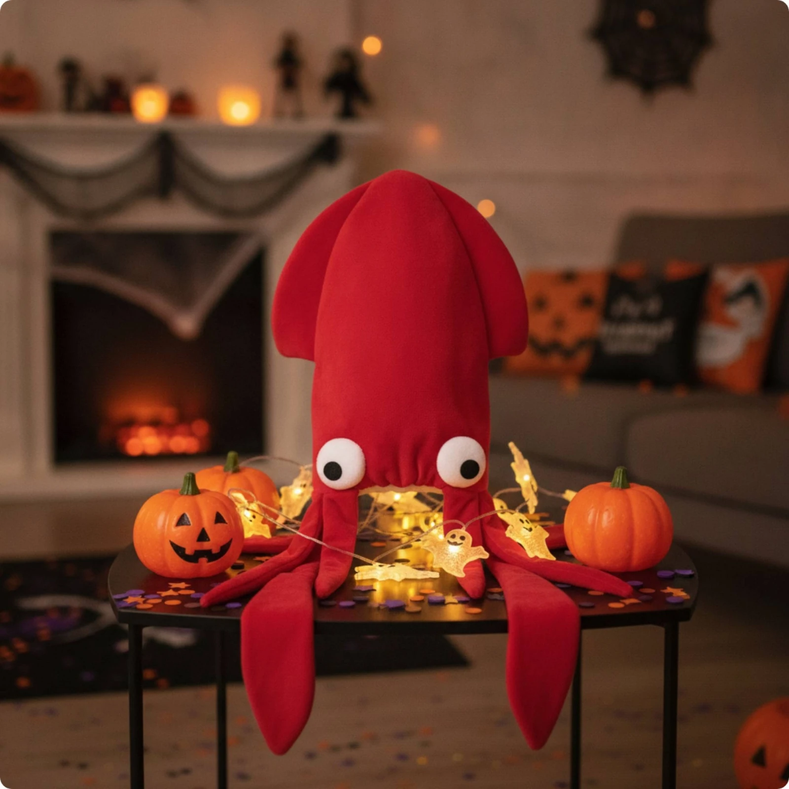Squid Costume Hat Funny Squid Hat Costume Headpiece Eye-Catching Headwear Comfortable for Cosplayers, Halloween, Cosplay view 4