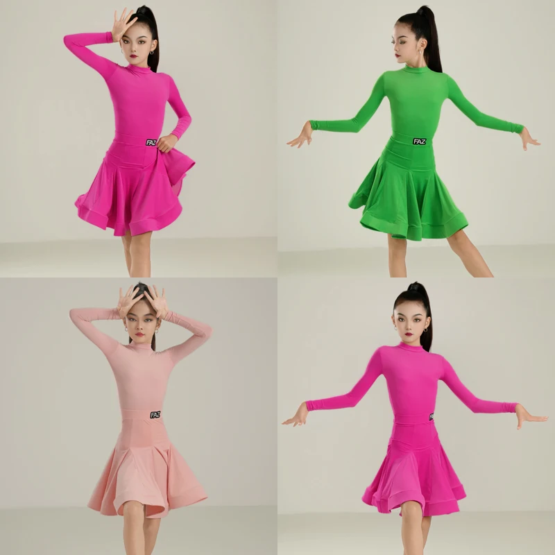 

Children's Latin dance competition performance costume,children'shigh-end cloud velvetgrandswing performance competition costume