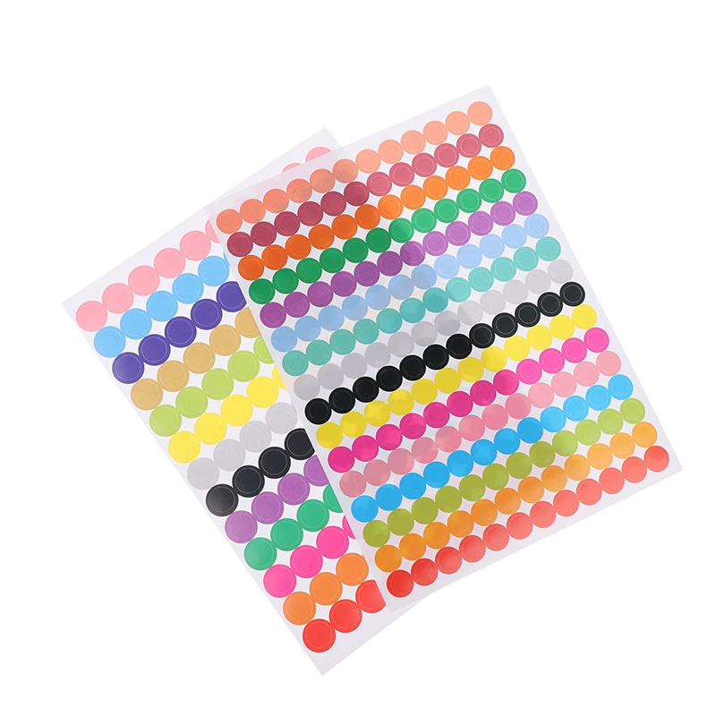 10 hojas de lunares para oficina, aula, decoración de fiesta, juguetes, decoración de diario, pegatina de marcado, pegatinas de puntos de colores de 6-45mm