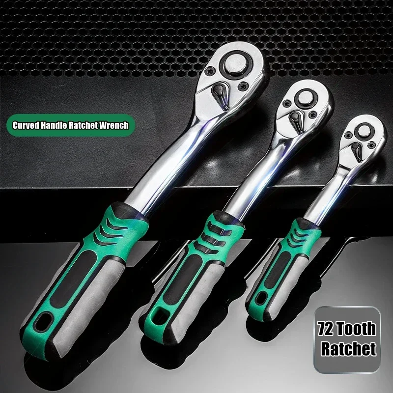 

24/72 Tooth Quick Ratchet Wrench 1/2 1/4 3/8 3 Size Flying Wrenches Two-way Socket Wrench Repair Tools for For Vehicle Bicycle