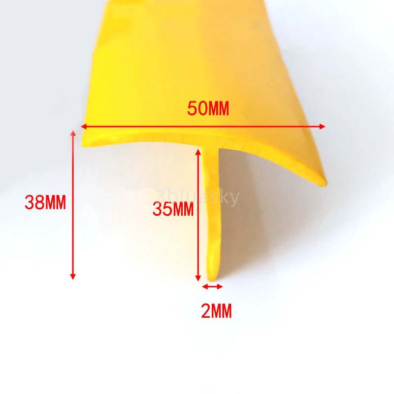 Rubber T Strip Glass Metal Wood Panel Edge Encloser Shield Car Cable Cover Solar Photovoltaic Sealing 50x38mm Yellow