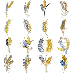 Trendy Rhinestone Wheat Ear Brooches for Women Ukrainian Wheats Pins Enamel Plant Badges Office Party Friend Gifts Accessories