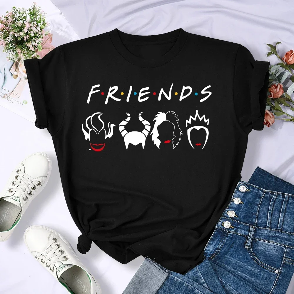 Funny Friends Men T Shirt Villains Cartoon Graphic Printed Short Sleeve T-shirt Cute Female Clothing Kawaii Tees Fashion Clothes