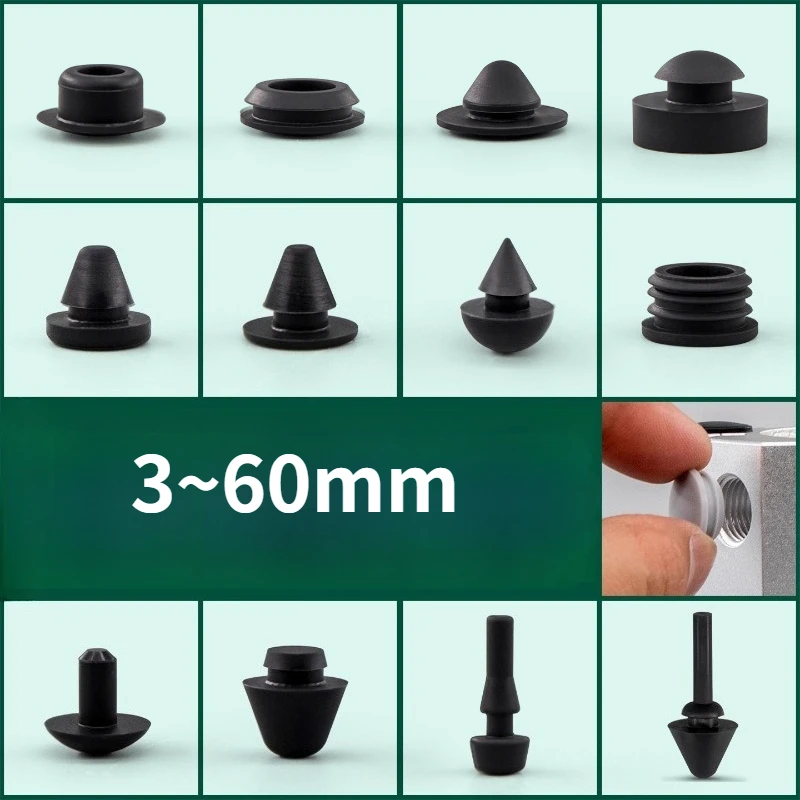3mm-60mm Silicone Plug Rubber Stopper T-plug Soft Match High Elasticity Cover Seismic Eyelet Muffling Thermostability