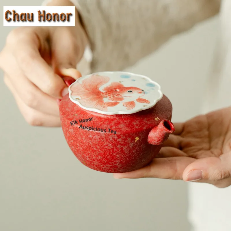 

120 мл благоприятный карп Hanzhong чайник ручной работы чайник чайник чайник с ситечком цветок чайная посуда для напитков поставки подарок