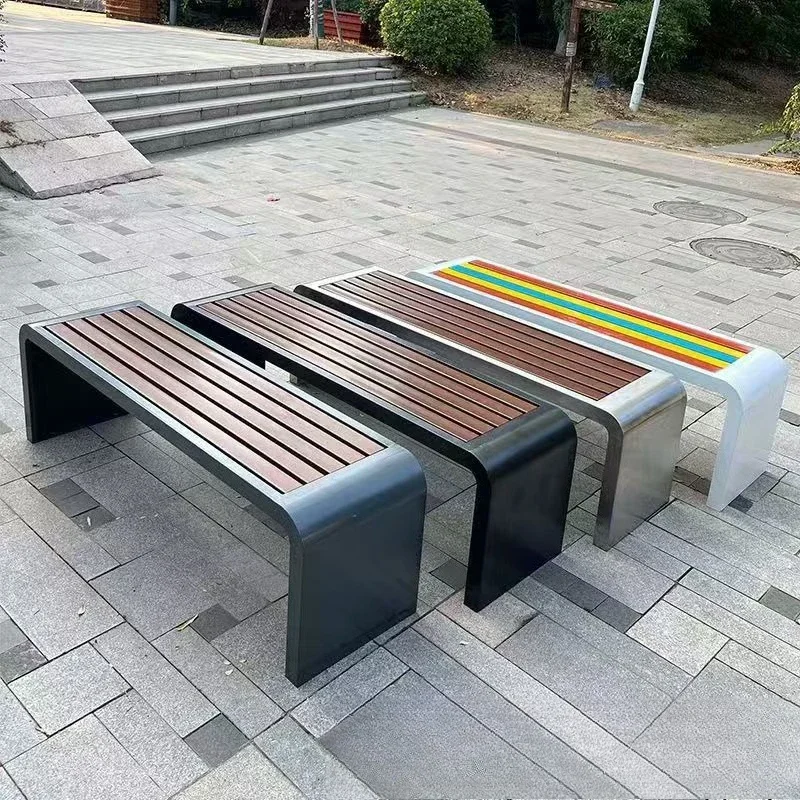 Quadratische bewegliche Reihenstühle für den Garten, Parkstühle aus Edelstahl