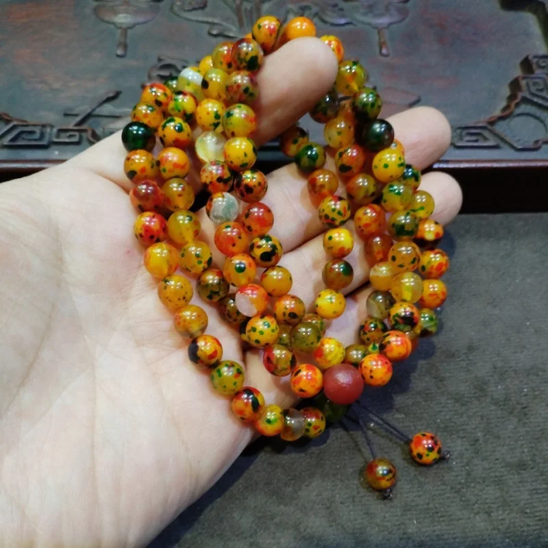 

Colorful Agate 108 PCs Buddha Beaded Necklace Sweater Chain Accessories Ornament 8.2Mm
