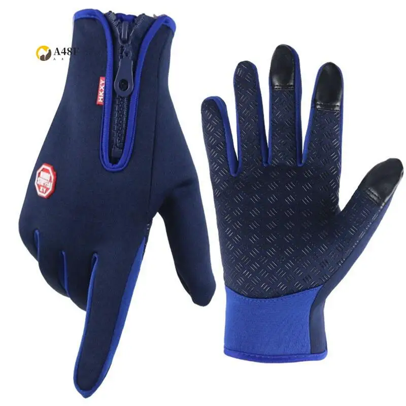 

A48F-Touchscreen Fleece Warm Gloves,Outdoor Cycling Waterproof Cold Gloves, Windproof Non-Slip Womens Men Winter Ski Glove