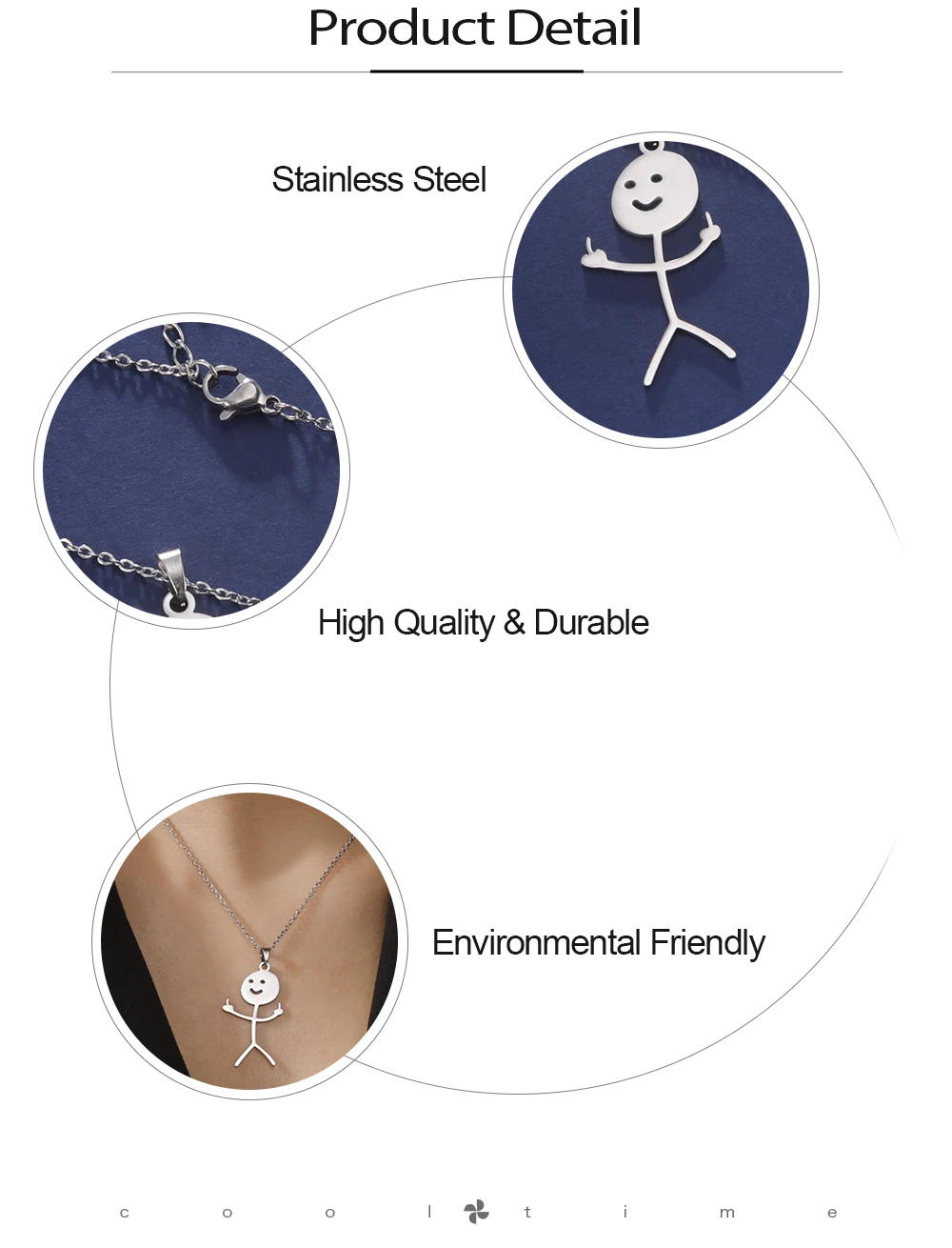 COOLTIME Stickman Anhänger Halskette für Männer Frauen Edelstahl Mittelfinger Geste Kette Halskette Schmuck Geschenk – Detail 7