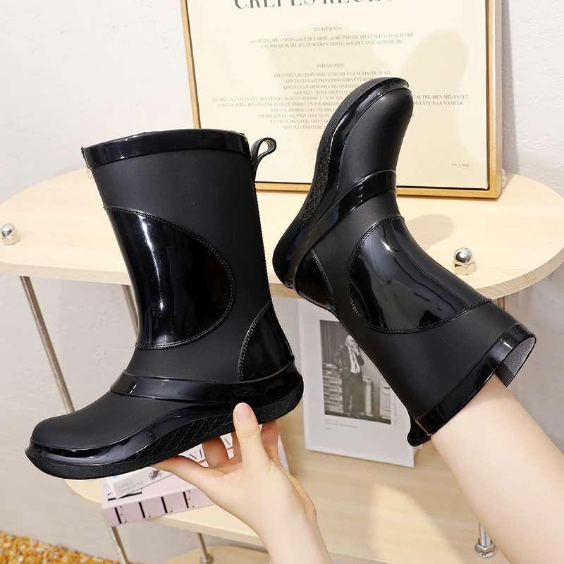 

Женские резиновые сапоги до середины икры, модные летние противоскользящие кухонные износостойкие походные сапоги Seood Gathering Outdoor oes