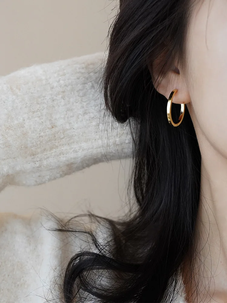 S925 فضة هندسية كريستال جولة هوب أقراط للنساء والفتيات لطيف دائرة حزب مجوهرات الإكسسوار #6