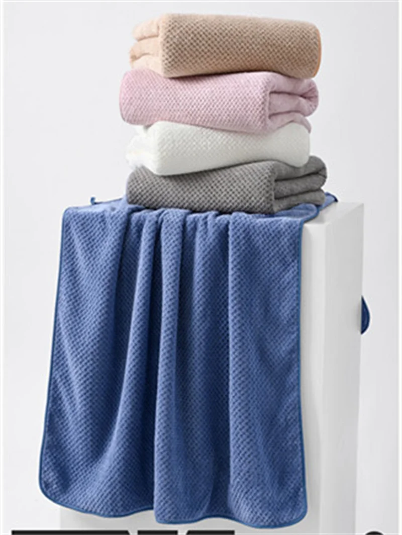 Big Towel Coral Plush Face Wash Soft Water Absorbent Non Hair Falling Bath Towel Pineapple Grid Pattern Sports Beach Towel
