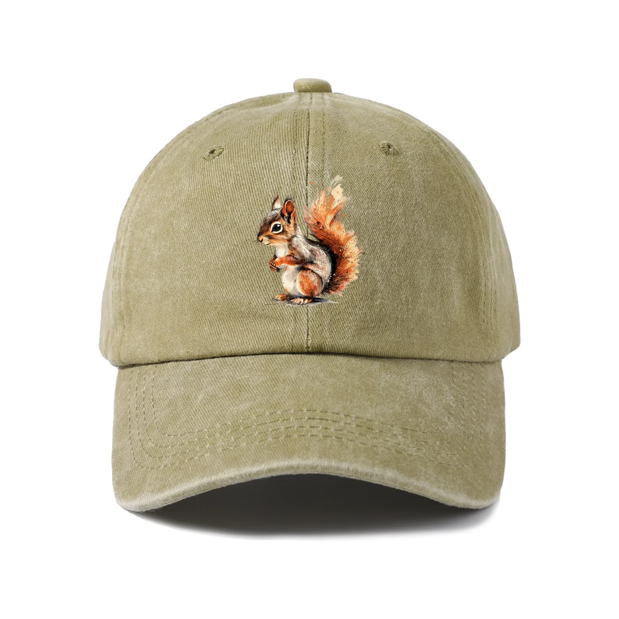 Woodland Squirrel Baseball Cap, Vintage Washed Adjustable Unisex Dad Hat, Everyday Gift