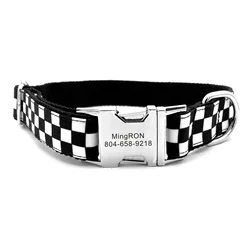 Personalized Pet Collar White Black Cube Cool Durable Custom Puppy Name ID Tag Adjustable Basic Dog Collars Leash