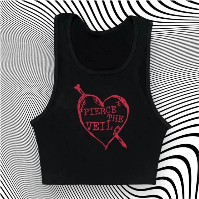 Summer Vest Baby T-shirt Y2k Style Pattern Print Emo Punk Figure Stree Vest Grunge Crop Top Retro Gothic Women's Tight Corset