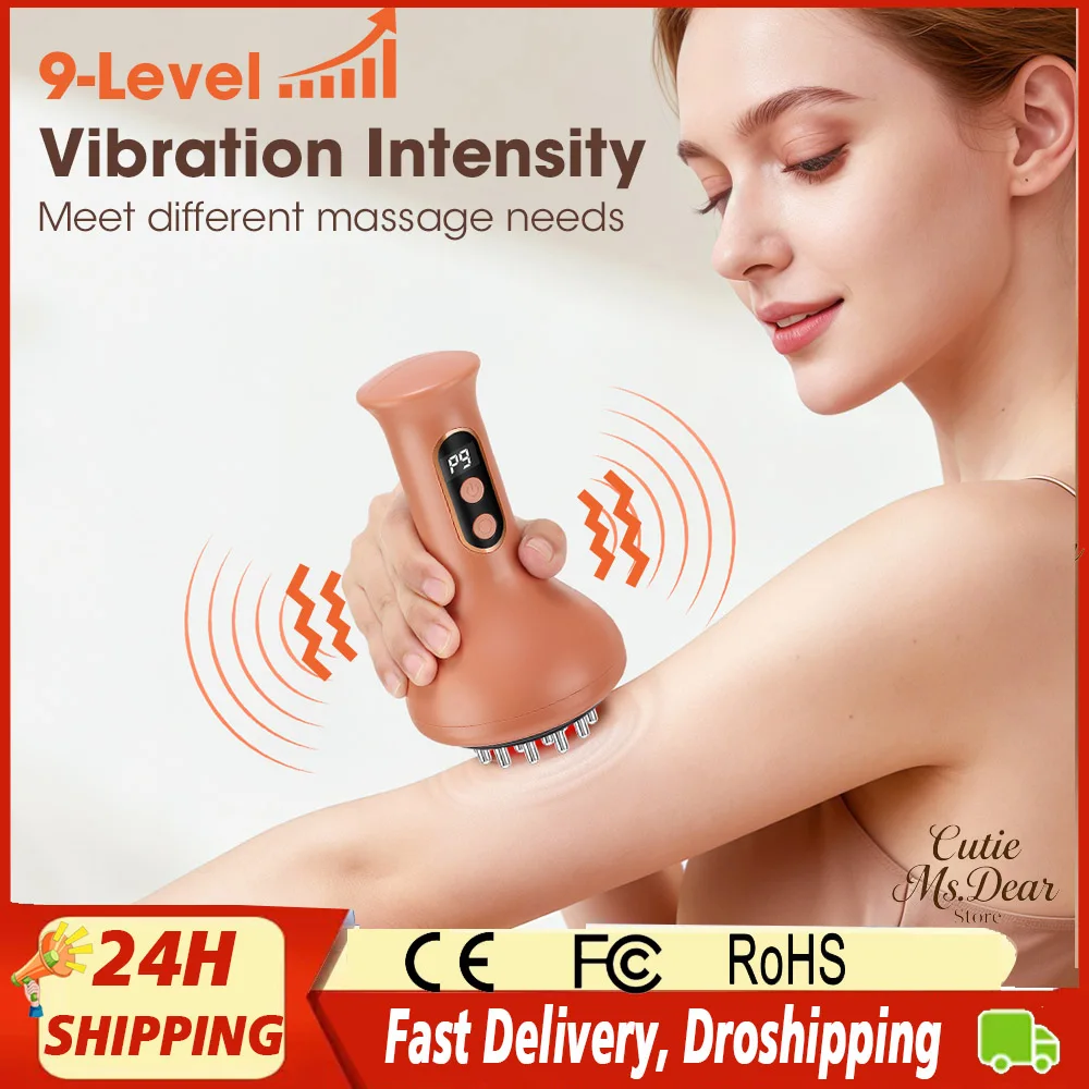 

Умный USB перезаряжаемый ручной массажер для брюшного пресса, регулируемая гуаша-баночка, микротоковая вибрация, лимфодренажная машина