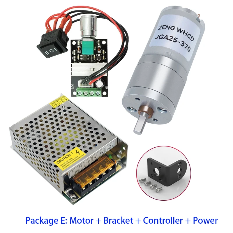 

JGA25-370 DC 12V 24V 12RPM-1360RPM Reduction Gear Motor Large Torque High Power Worm Gear Motor Reversed Motor