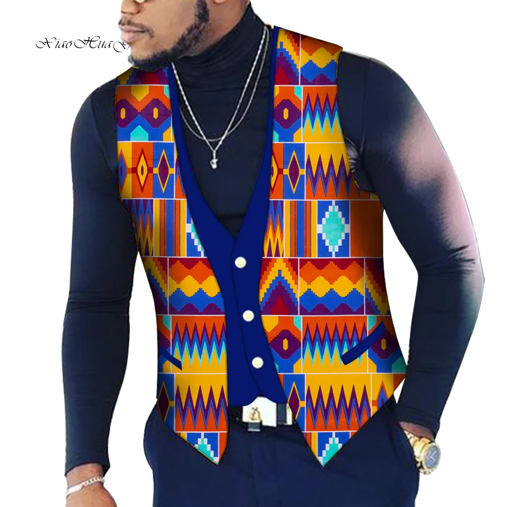Ropa superior personalizada para hombre, chaleco 100% algodón Dashiki, ropa africana tradicional WYN107