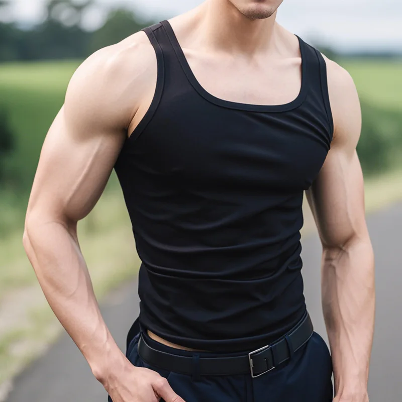 

Men's Casual Tank Tops Summer Bodybuilding Sleeveless Vest Gym Fitness Solid Muscle Vest O-neck Black White Gray Men Clothing
