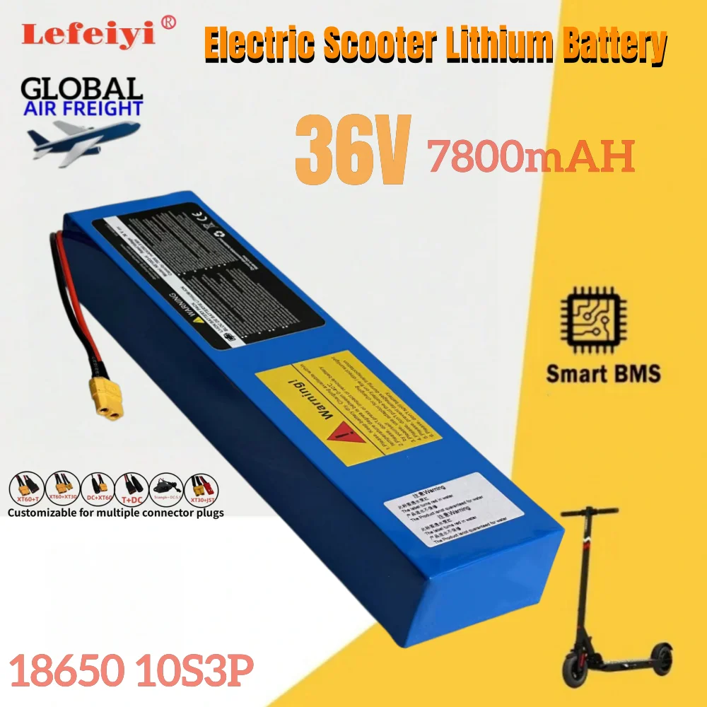 36V 7800mAh 18650 Rechargeable Lithium Battery Pack 10S3P Power Modified Bicycle Scooter Electric Vehicle with BMS