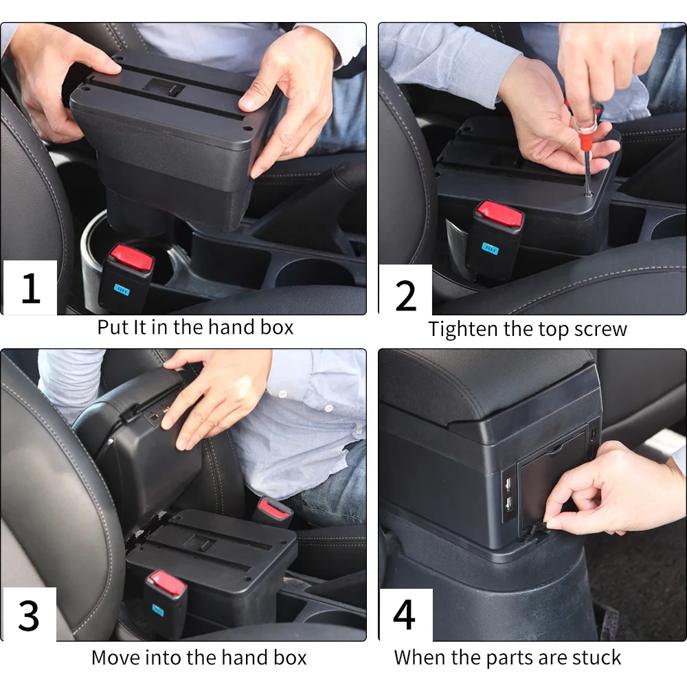 Reposabrazos para Ford Fiesta MK7, caja de almacenamiento, detalles interiores, accesorios, fácil instalación, 2009-2017