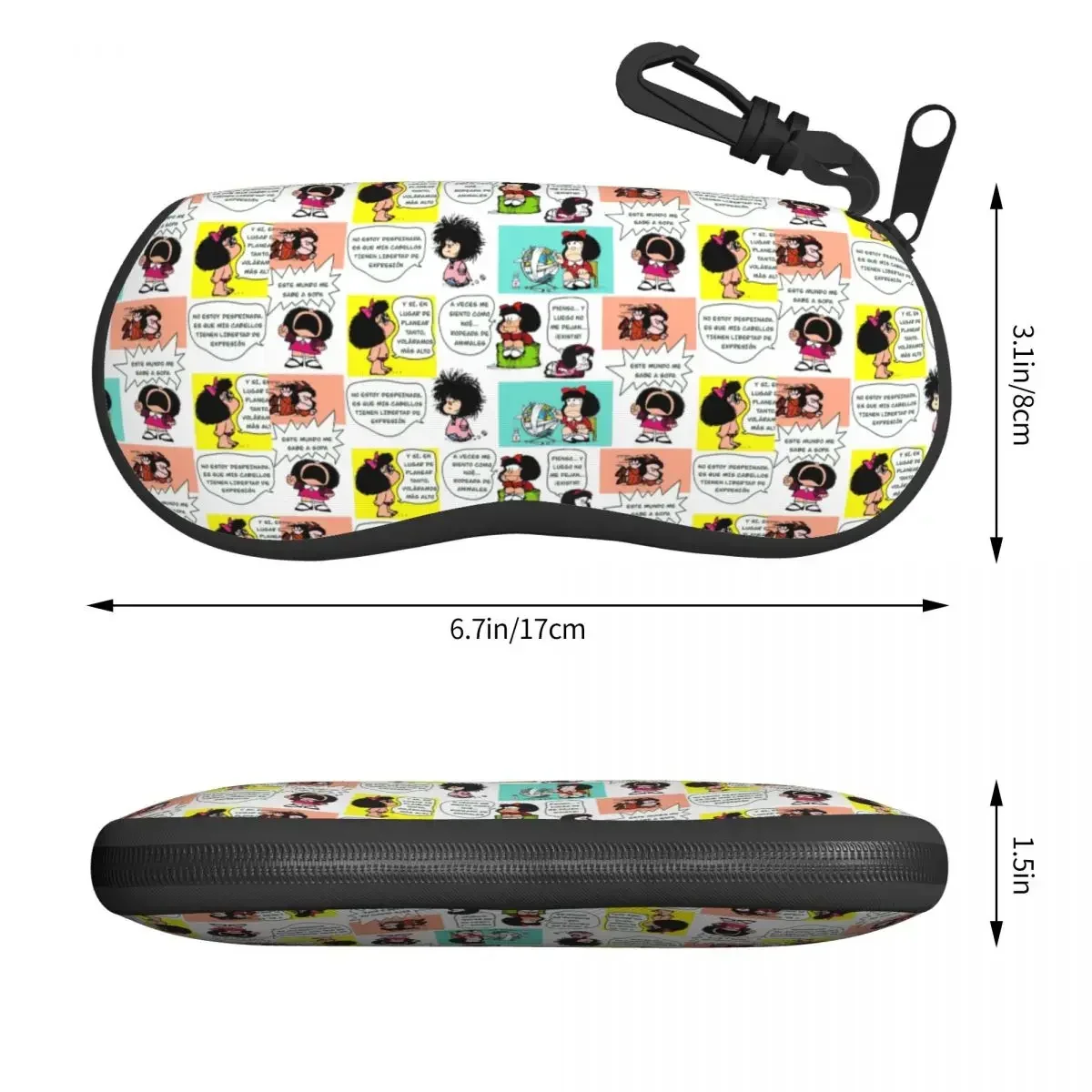 Manga Quino Mafalda Sunglasses Soft Case Neoprene Zipper Kawaii Cartoon Shell Eyeglass Case Custom Protective Box For Glasses