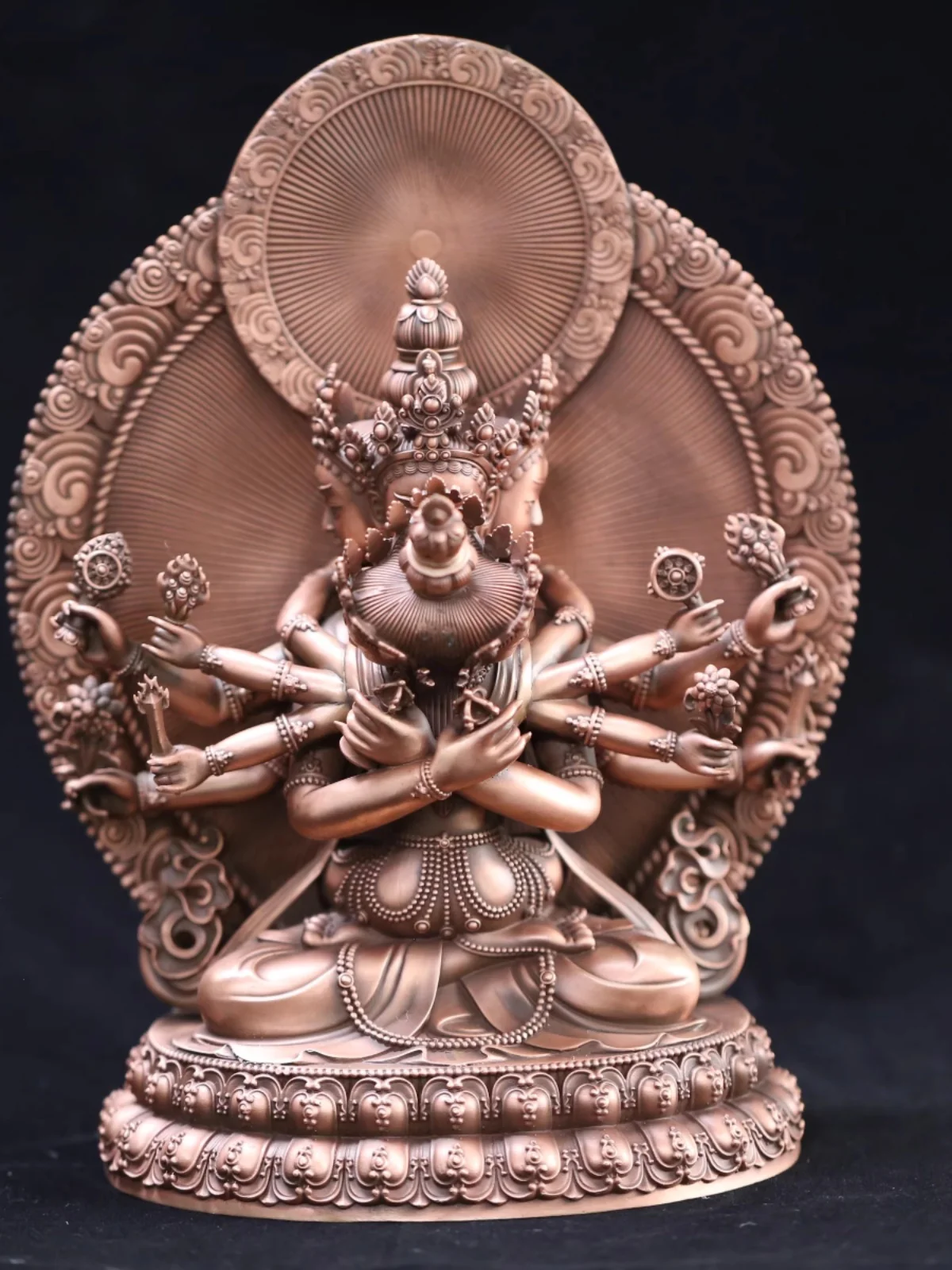 Tibetan dense Vajra 7-inch 3-inch Buddha statue ornament, red copper sitting and standing statue, decorative home Buddhist hall,