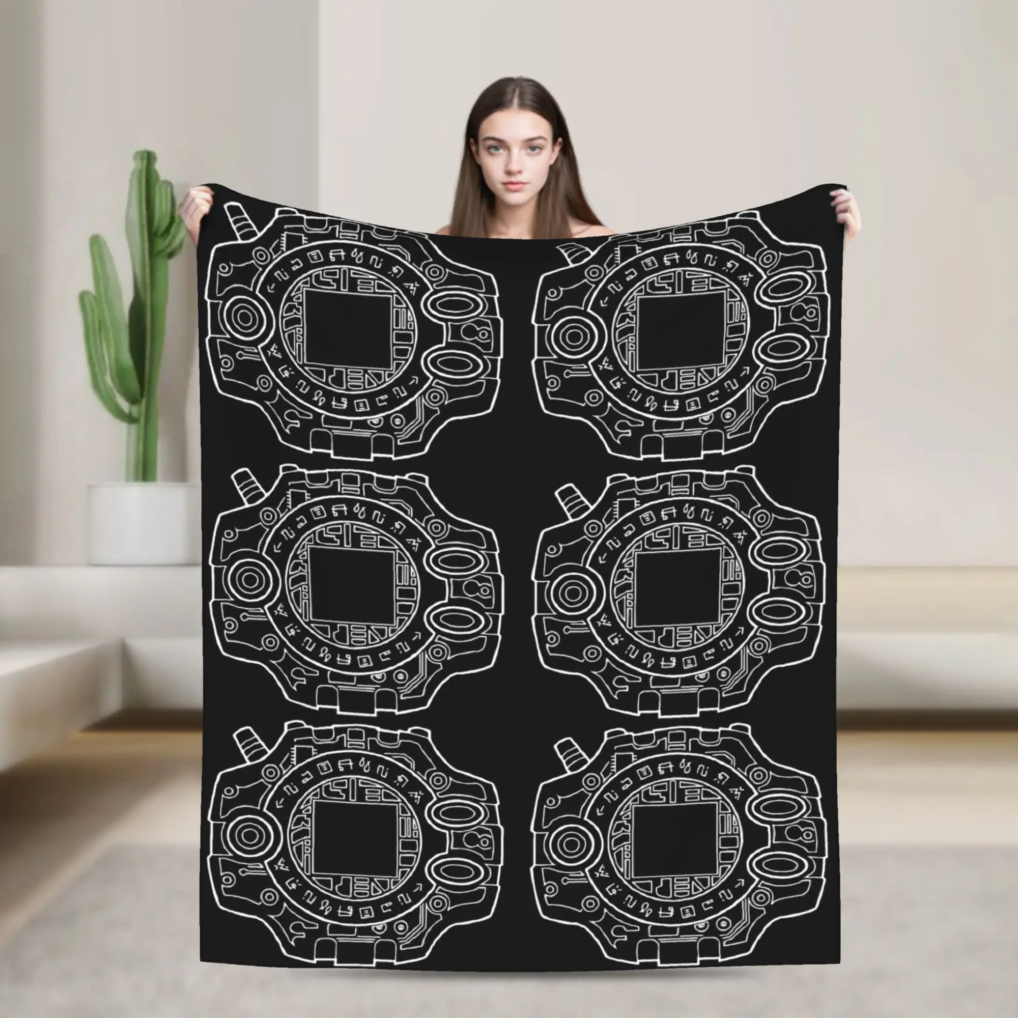 Device Flannel Blankets Digimon Nostalgic Anime Fashion Throw Blankets for  Sofa Bedding Lounge 150*125cm Plush Thin Quilt,