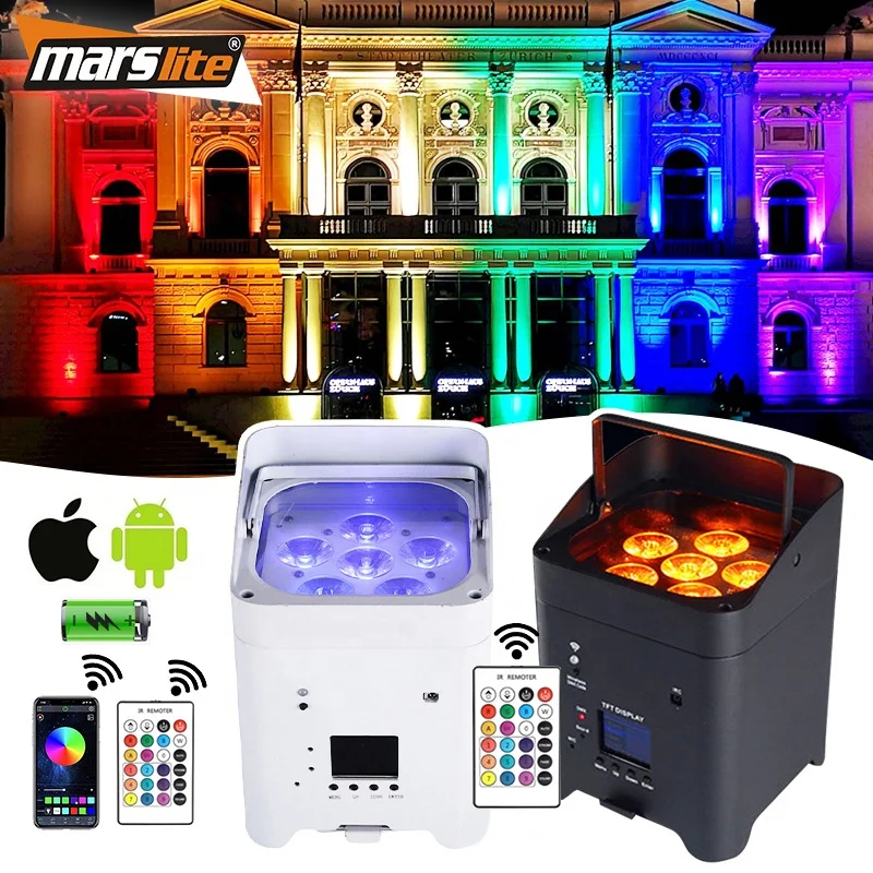 One Piece 6*18W Battery Backdrop Uplights Wireless Control Wedding Party Dj Stage Wireless Uplight Par Light