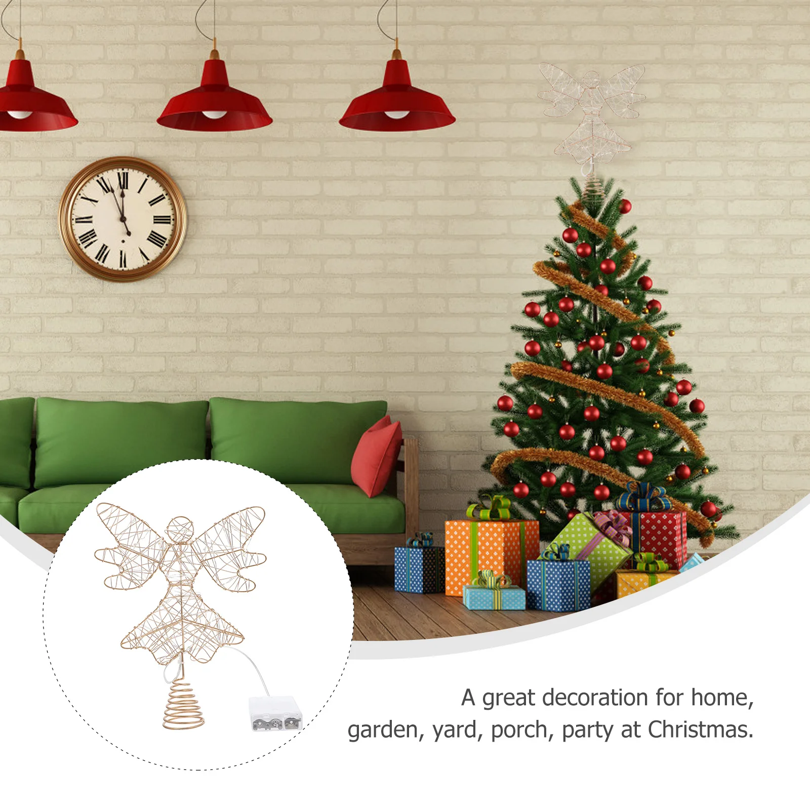 

1Pcs Angel Tree Topper for Christmas Tree Decor Easy to Use with LED String Light Festive Adornment Treetop Decor