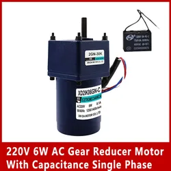 220V 6W AC Gear Reducer Motor With Capacitance Single Phase Motor Fixed Speed Small Motor