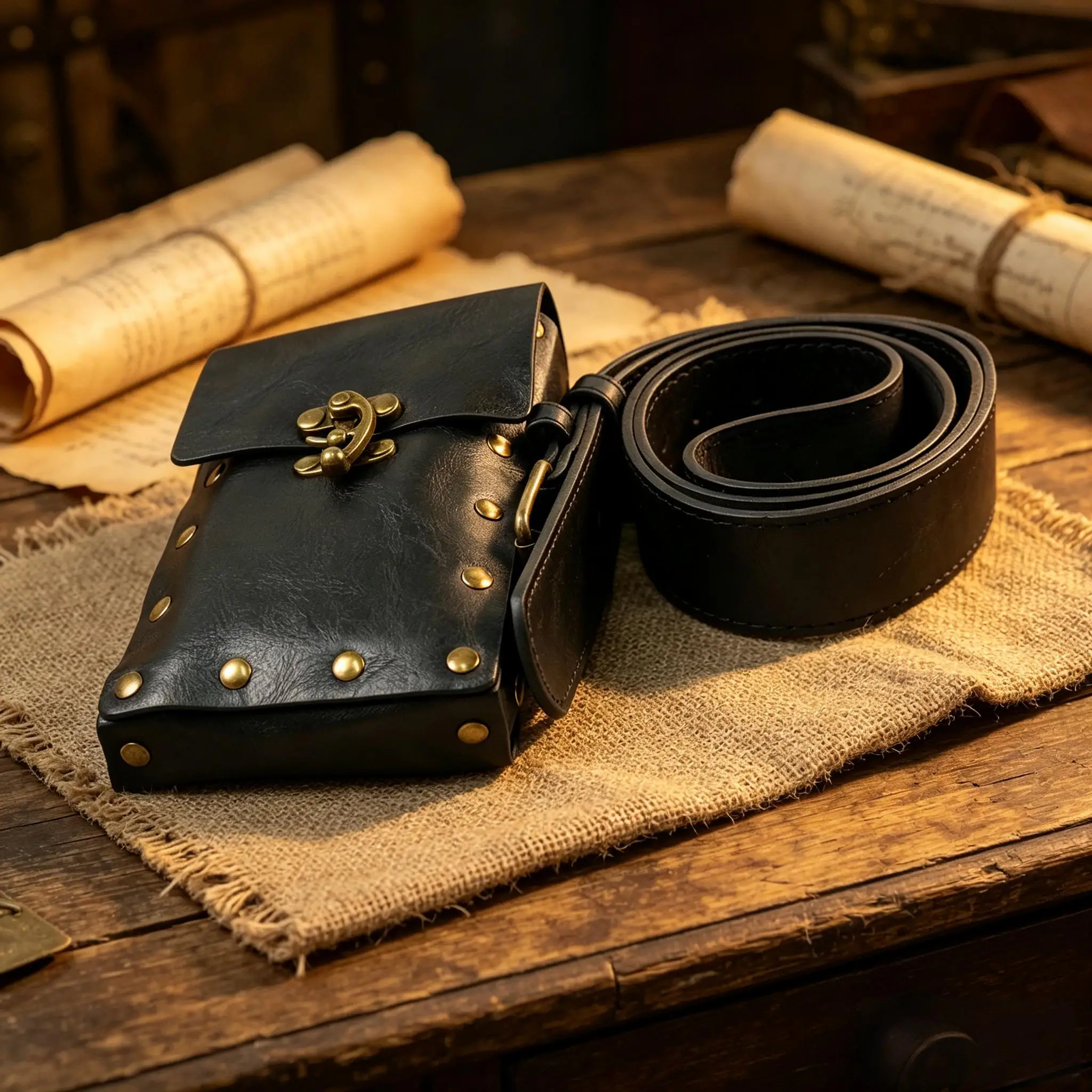 Mittelalterliche Renaissance-Gürteltasche aus PU-Leder, Vintage-Nieten-Hüfttasche, Cosplay-Kostüm-Accessoire für Telefon und Kleinteile – Detail 13