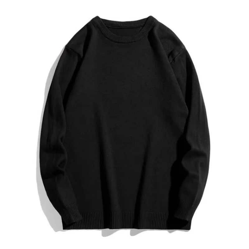 

Men's Knitted Sweater Autumn/Winter New Solid Color Round Neck Sweater Loose and Versatile Thread Coat Thickened Warm Bottom Coa